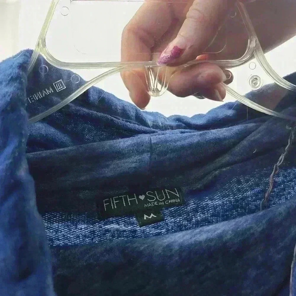 Fifth Sun To The Moon And Back Blue Cowl Neck Sweater Women's Medium - Picture 3 of 3